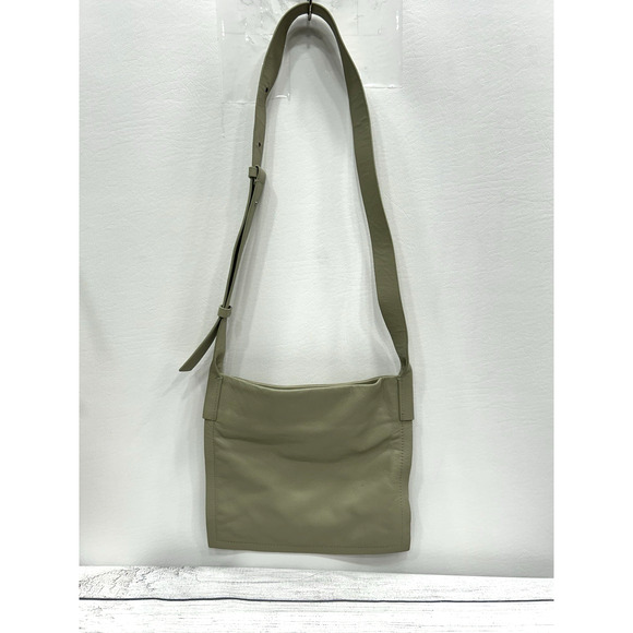 COS Womens Crossbody Leather Bag Adjustable Strap Zippers Beige 9in x 9.5in - Picture 1 of 10